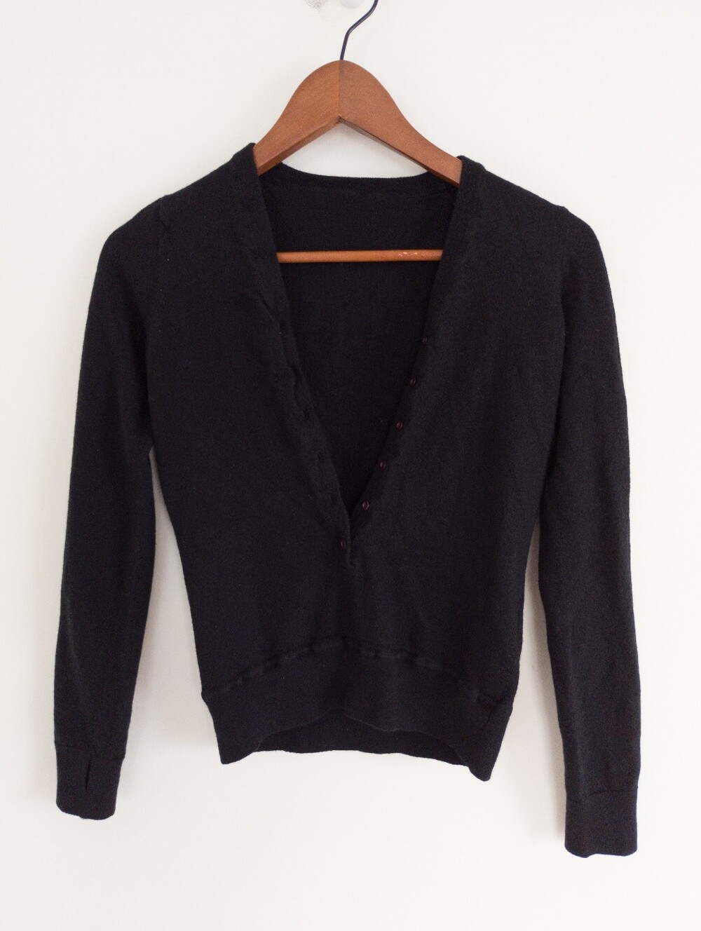 JCLP 100% Cashmere V-Neck Button Cardigan Sweater Black Size Large